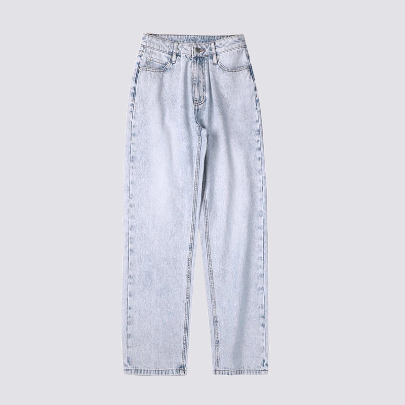 Denim Trousers High Waist Straight Leg Denim Women Pant Casual Tall Ladies Blue Hot Sale