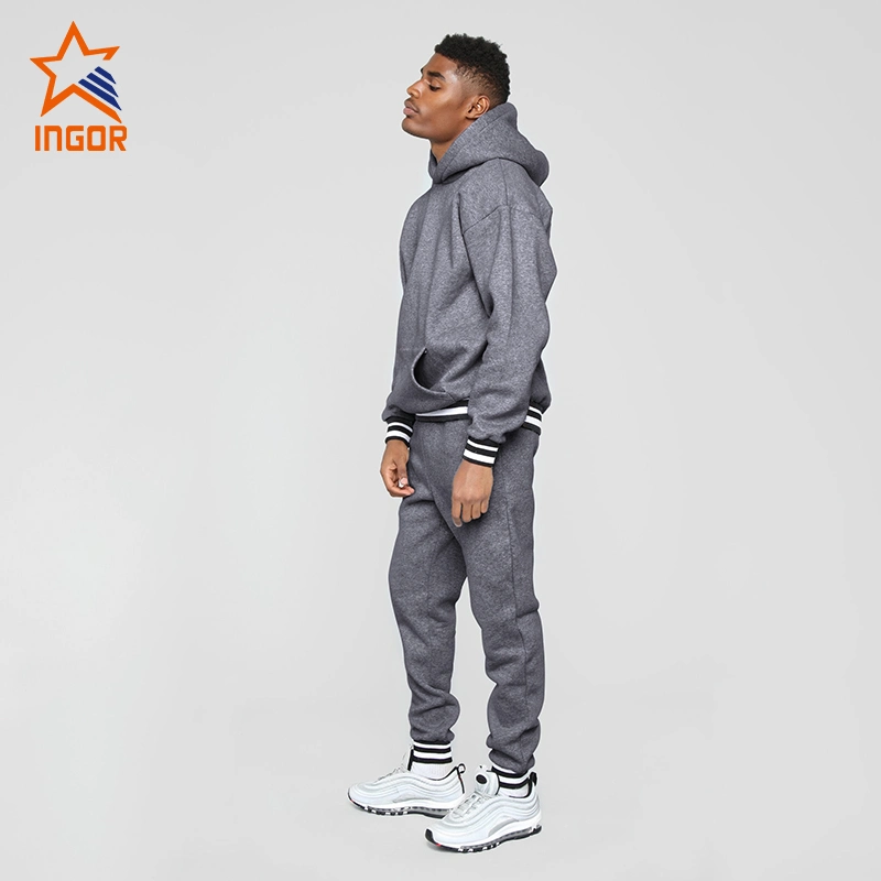 Ingorsports Custom Wholesale Mens Sweat Suits 2 Pieces Hoodie Set Jogging Suit Tracksuits for Men