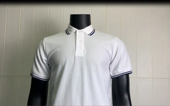 Camisa Polo Masculina de Algodão Bordada Simples Branca Preta Golf Sports com Logotipo Personalizado